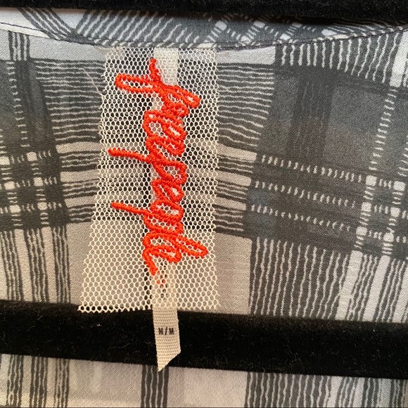 Free People Semi Sheer Plaid Button-Up Blouse - Picture 6 of 8